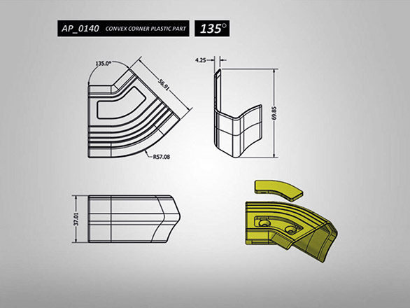 Convex Corner Plastic Part 135°